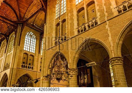 Alkmaar, The Netherlands. June 2021. The Interior Of St. Laurentius Church In Alkmaar, The Netherlan