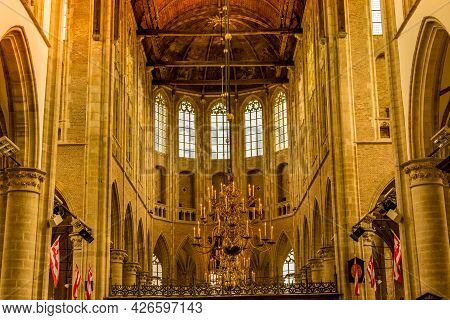 Alkmaar, The Netherlands. June 2021. The Interior Of St. Laurentius Church In Alkmaar, The Netherlan