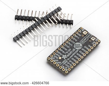 Galati, Romania - July 12, 2021: Adafruit Itsybitsy Rp2040 Board For The Implementation Of Electroni