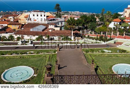 La Orotava, Tenerife, Spain-01 January 2020, Beauiful Garden In La Orotava - Jardines Del Marquesado