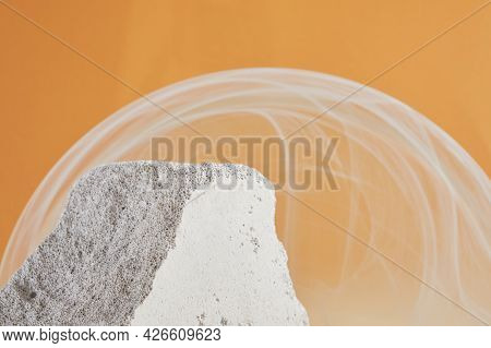 Empty Concrete Podium On Brown Background Mock Up