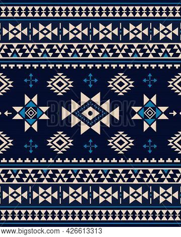 Aztec Triabl Geometric Seamless Vector Pattern - Peruvian Carpet Style, 8x10 Format, Southwestern De