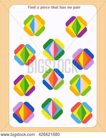 Logic Game For Children. Find Which Shape Is Unpaired. Development Of Attention