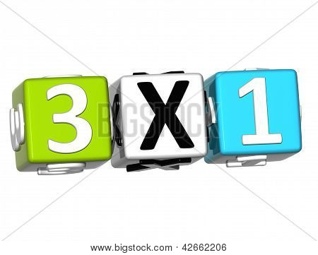 3D Three For One Button Click Here Block Text