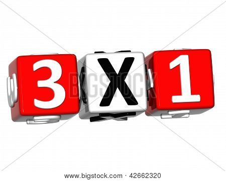 3D Three For One Button Click Here Block Text