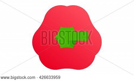 Paprika. Minimal Style Red Bell Pepper. Minimalistic Red Pepper With Green Pedicel, Top View. Abstra