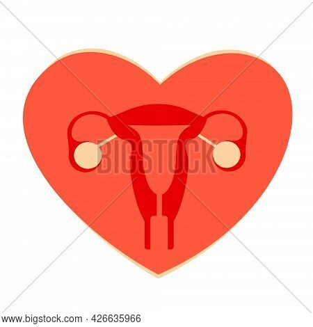Illustration Of The Uterus In The Heart. Be A Woman. Female Organs. Uterus. The Reproductive System 