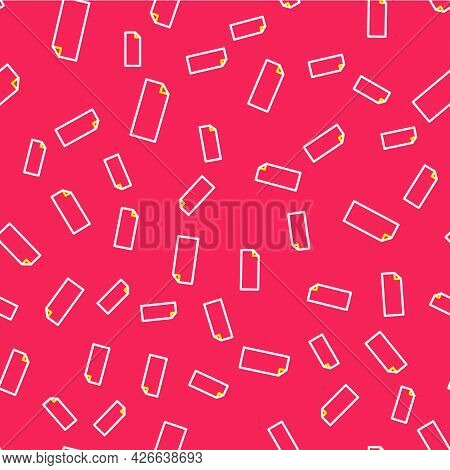 Line Grip Tape On A Skateboard Icon Isolated Seamless Pattern On Red Background. Vector