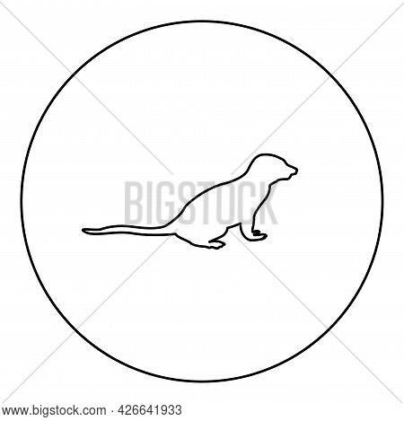 Meerkat In Pose Suricata Suricatta Silhouette In Circle Round Black Color Vector Illustration Contou