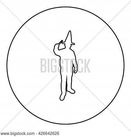 Wizard Holds Magic Wand Trick Waving Sorcery Concept Magician Sorcerer Fantasy Person Warlock Man In