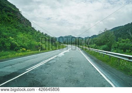 Vacation Roadtrip Landscape. Russian Altai Mountains. Multa Region. Holiday At Home. Staycation Conc