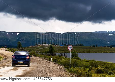 Lake Uzunkel Is Surrounded By Mountains And The Siberian Taiga. Ulagansky District, Altai Republic, 