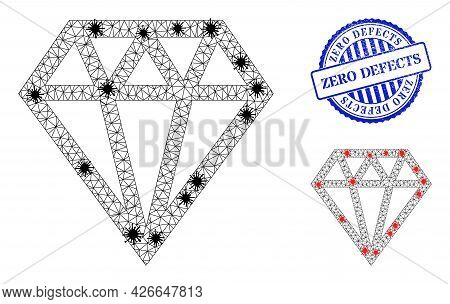 Mesh Polygonal Brilliant Symbols Illustration With Lockdown Style, And Distress Blue Round Zero Defe