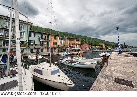 Port Of The Small Village Of Castelletto Di Brenzone, Tourist Resort On The Coast Of Lake Garda (lag