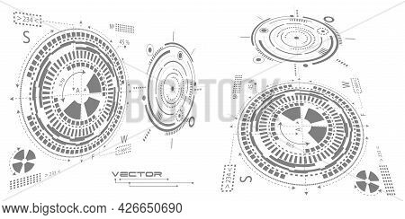 Hud Futuristic .technical Drawing.electronic Interface Of The Future . Fantastic Circle .drawing Det