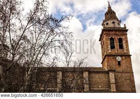 San Juan Bautista Church In Casas Ibanez Village In Castilla La Mancha, Spain. Baroque Style Constru