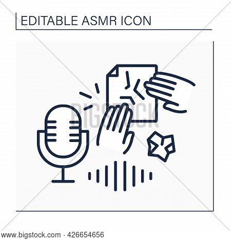 Asmr Line Icon. Paper Crinkles, Crumpling, Tearing. Internet Trend Concept. Isolated Vector Illustra