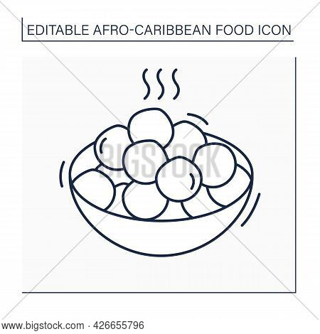 Afro-caribbean Food Line Icon. Puff-puff.deep Fried Dough.yeast Dough, Shaped Into Ball.local Food C