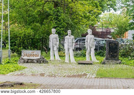 Zielona Gora, Poland - June 1, 2021: Monument To The Workers Of Solidarity.