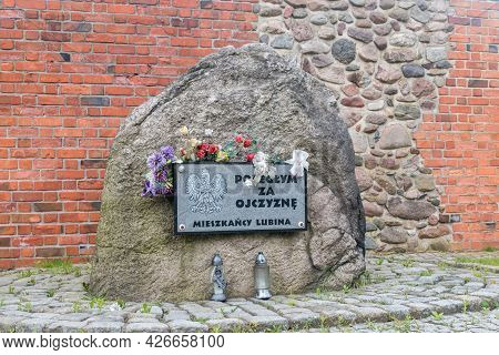 Lubin, Poland - June 1, 2021: Memorial Stone To Fallen For Their Homeland.