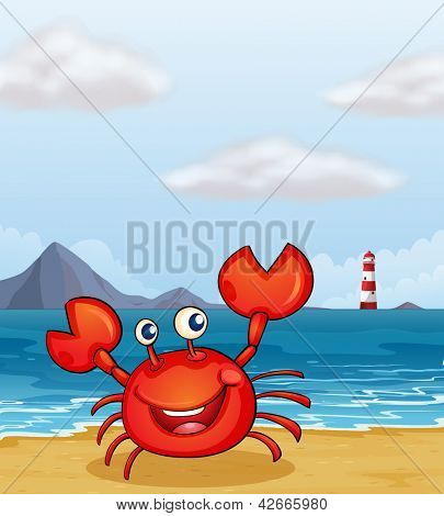 Ilustrace krab na pláži