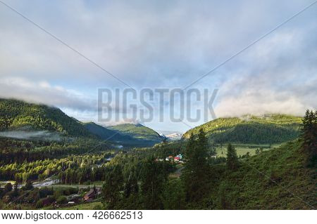 Vacation Landscape. Russian Altai Mountains. Multa Region. Holiday At Home. Staycation Concept. Long