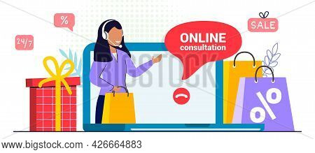 Customer Support Concept Illustration Of Professional Operator Support Communication Help Personal A