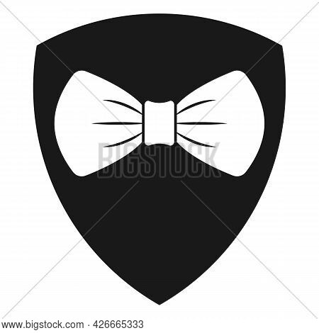 Bow Tie White Symbol On Black Shield Sign. Gentlemen Bodyguard Company Logo Concept. Vector Illustra