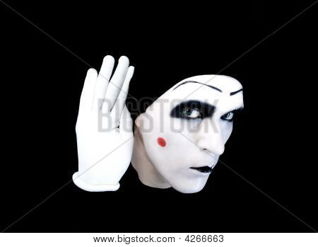 Ritratto di Overhearing Mime In guanti bianchi