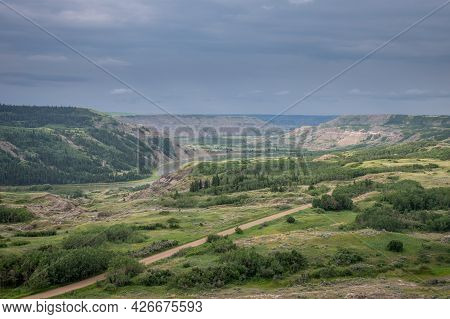 View At Dry Island Buffalo Jump, A Traditional Site For The Indigenous Buffalo Hunt.