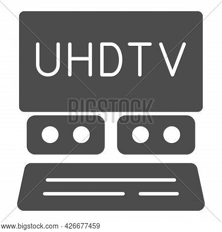 Uhdtv System Solid Icon, Monitors And Tv Concept, Ultra High Definition Television Vector Sign On Wh