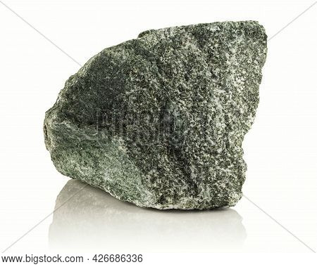 Stone, A Fragment Of Jadeite On A White Background
