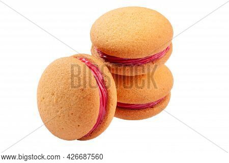 Shortbread Sandwich Cookies With Berry Curd Isolated On White