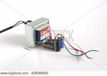 Voltage Power Transformer. Electrical Energy Transfer To End Users Through