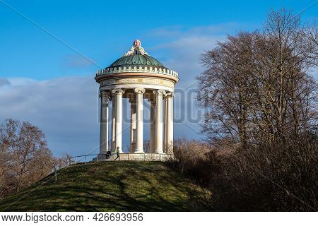 Munich, Germany - Oct 01, 2020: Monopteros - Greek Style Temple In Englischer Garten. Munich In Germ