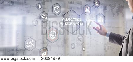 Allocation Of Resources Concept On Virtual 3d Screen. Strategic Planning
