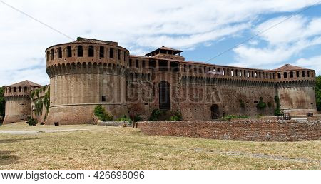 The Medieval Castle Of Imola. Fortress Of Imola. Banner Of Rocca Cinema Imola (fortress Cinema Imola
