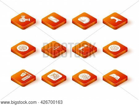 Set Car Gas And Brake Pedals, Gear Shifter, Wheel, Windscreen Wiper, Disk With Caliper, Truck Side M