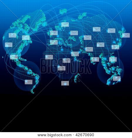 busta bianca e blu del mondo mappa
