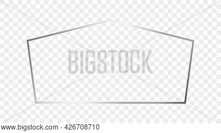 Silver Glowing Tetragon Shape Frame Isolated On Transparent Background. Shiny Frame With Glowing Eff