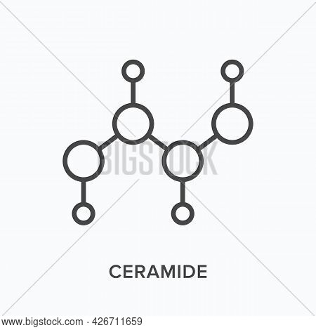 Ceramide Mask Flat Line Icon. Vector Outline Illustration Of Molecular Formula. Black Thin Linear Pi