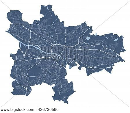 Glasgow Map. Detailed Vector Map Of Glasgow City Administrative Area. Cityscape Poster Metropolitan 