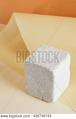 Empty Concrete Podium On Brown Background Mock Up