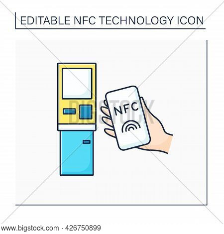 Nfc Color Icon. Safety Credit Card Payment. Paying Bills. Bank Terminal. Near Field Communication. C