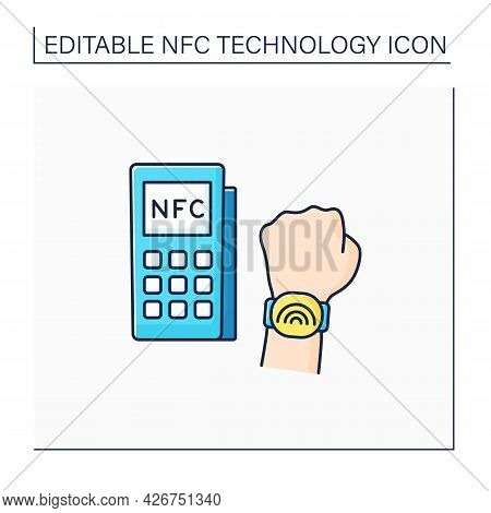 Nfc Color Icon. Safety Payment System On Smart Watch. Modern Technology. Near Field Communication. C