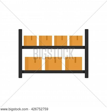 Parcel Warehouse Rack Icon. Flat Illustration Of Parcel Warehouse Rack Vector Icon Isolated On White