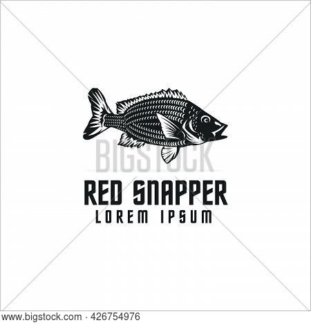 Red Snapper Fish Logo,silhouette Red Snapper Fish,great For Use Fishing Logo,black And White Logo,in