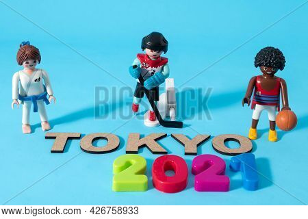 Xalapa, Veracruz, Mexico- July 8, 2021: Playmobil Female Dressed As Karateka, Playmobil Male Dressed