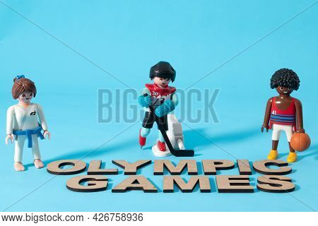 Xalapa, Veracruz, Mexico- July 8, 2021: Playmobil Female Dressed As Karateka, Playmobil Male Dressed