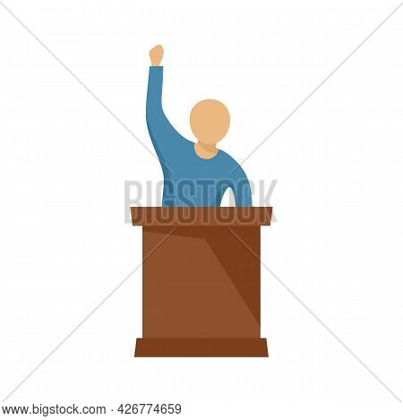 Speaking Protester Icon. Flat Illustration Of Speaking Protester Vector Icon Isolated On White Backg